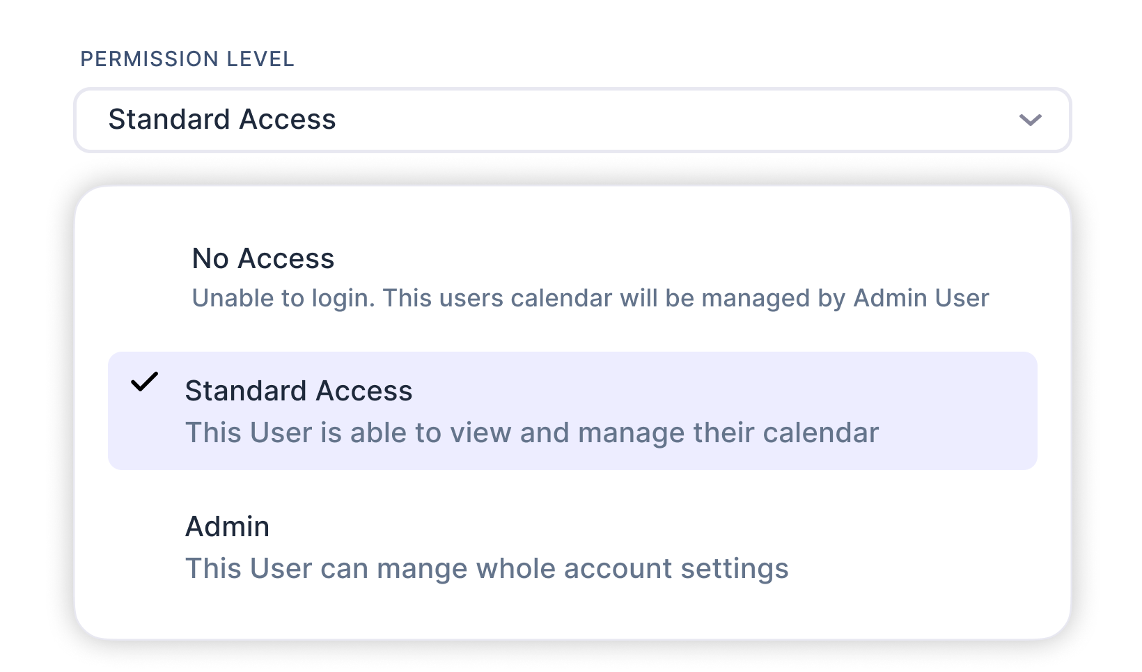Choose access level
